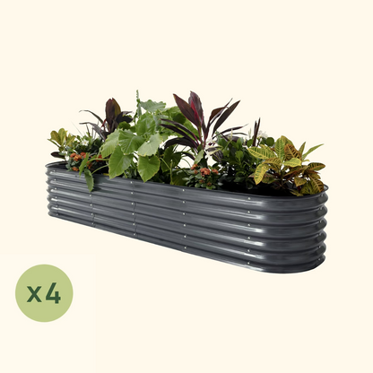Product photo of four 17-inch modular metal raised beds