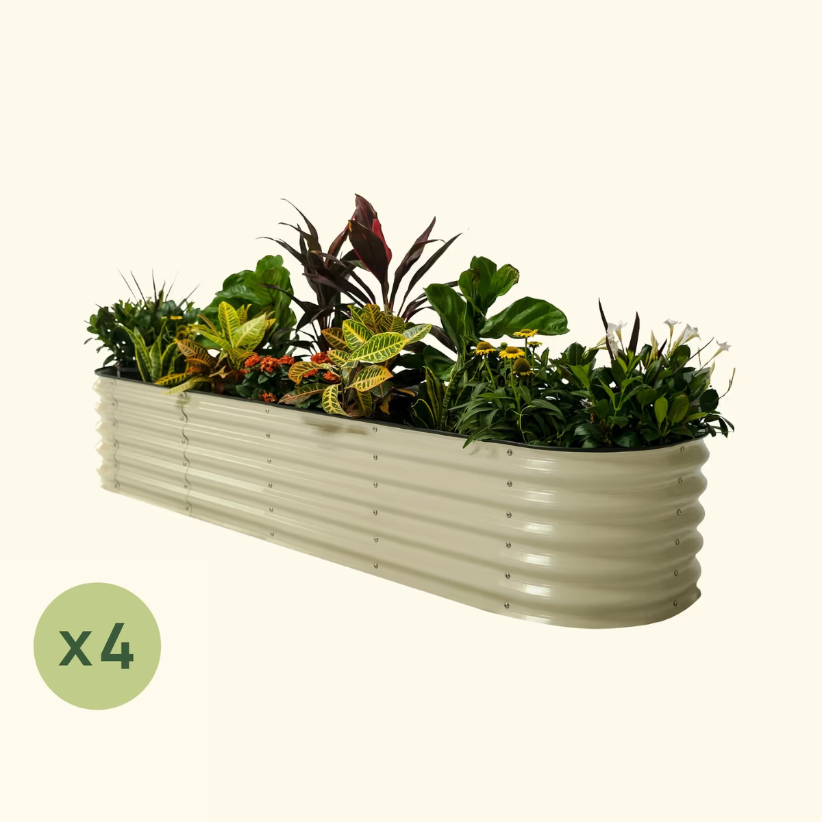 Product photo of four 17-inch modular metal raised beds