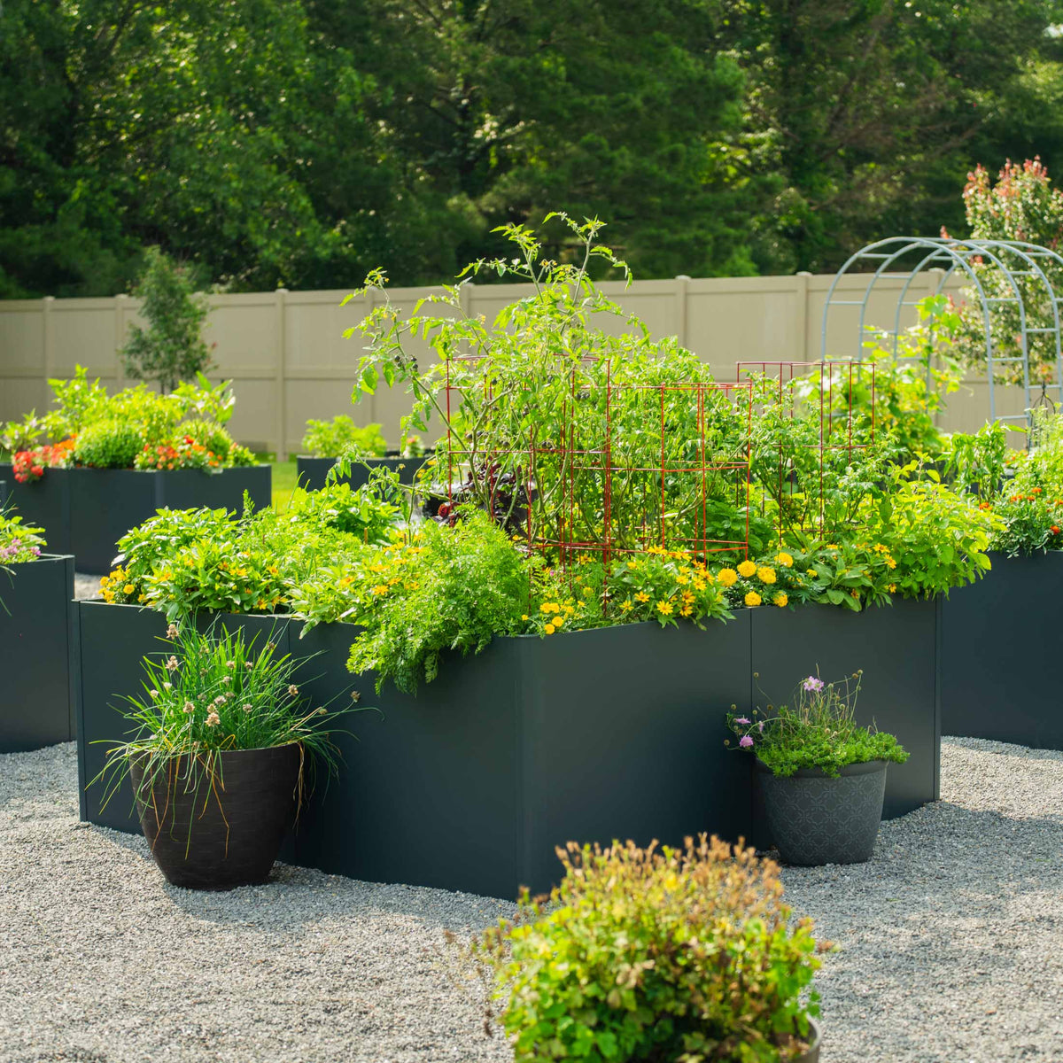 32-Inch-Tall L-Shaped Metal Raised Bed, 83 x 83 Inches
