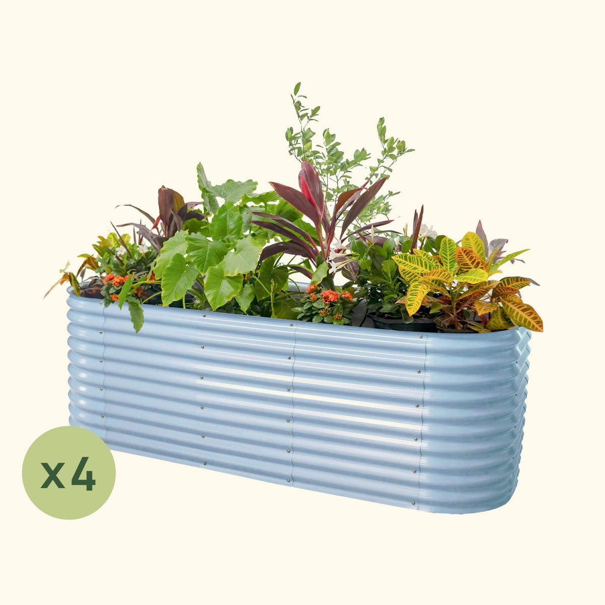 Product photo of four 32-inch modular metal raised beds