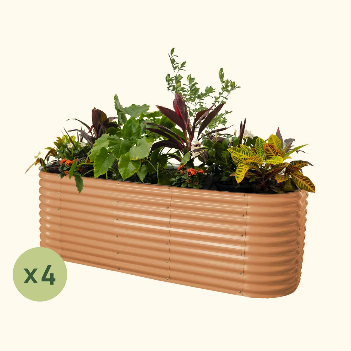 Product photo of four 32-inch modular metal raised beds