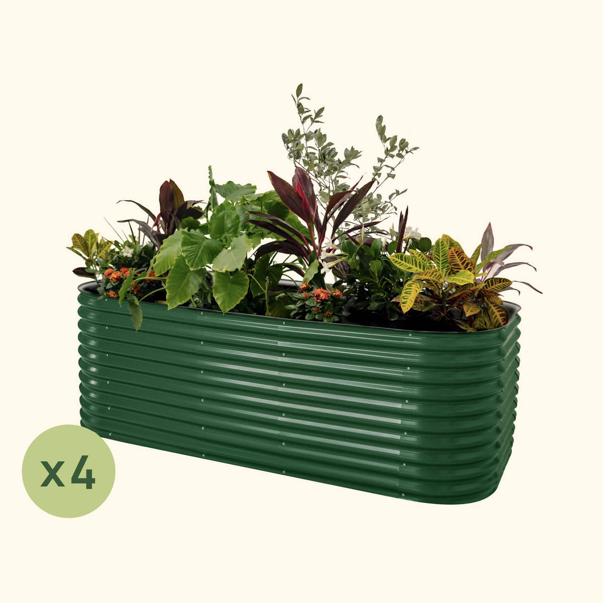 Product photo of four 32-inch modular metal raised beds