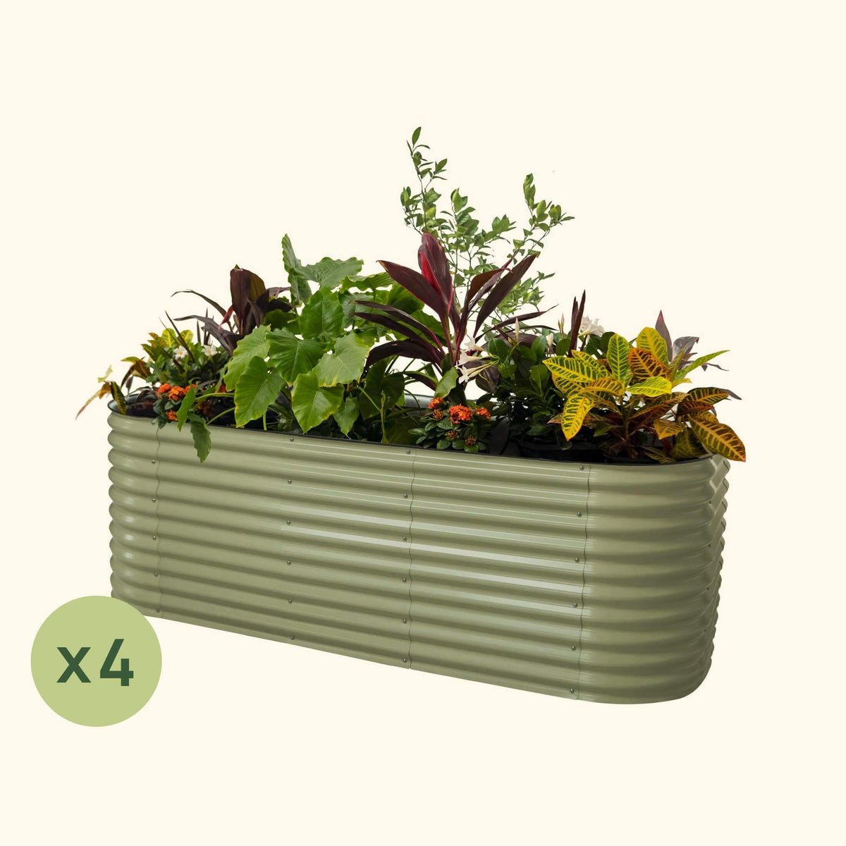 Product photo of four 32-inch modular metal raised beds