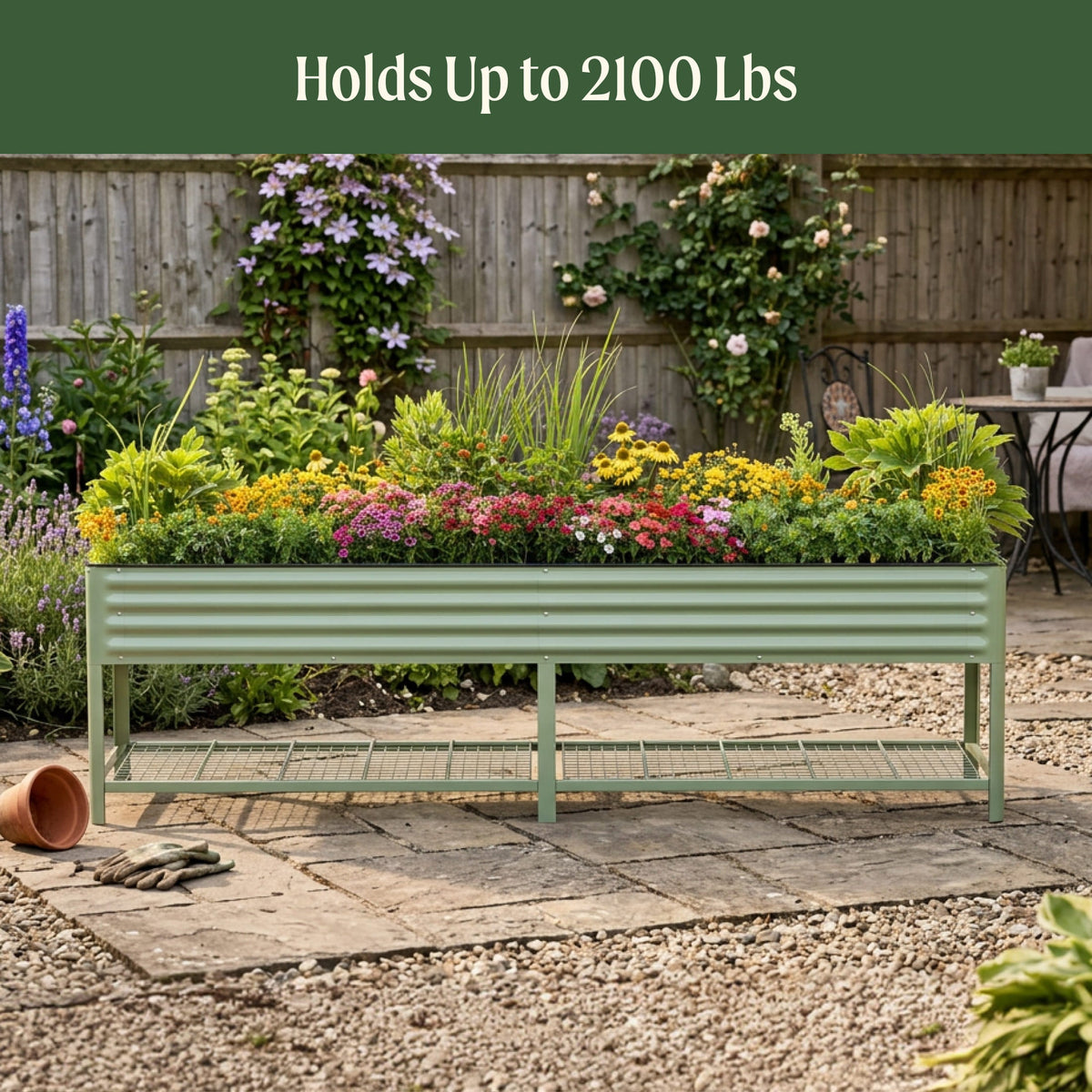 Four-Pack of Elevated Garden Beds, 2.5 x 10 Feet