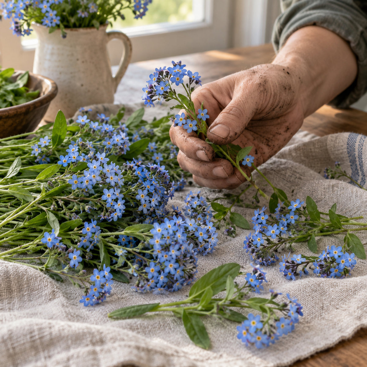 Victoria Blue Forget Me Not Seeds harvest up close