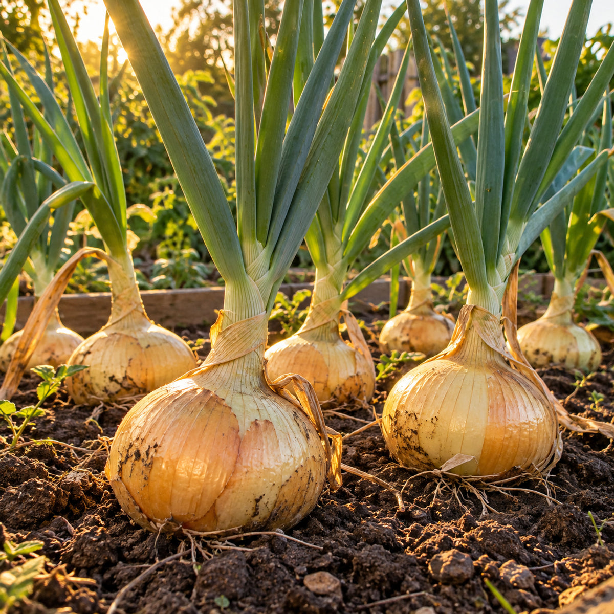 Walla Walla Sweet Onion Seeds growing in a home garden