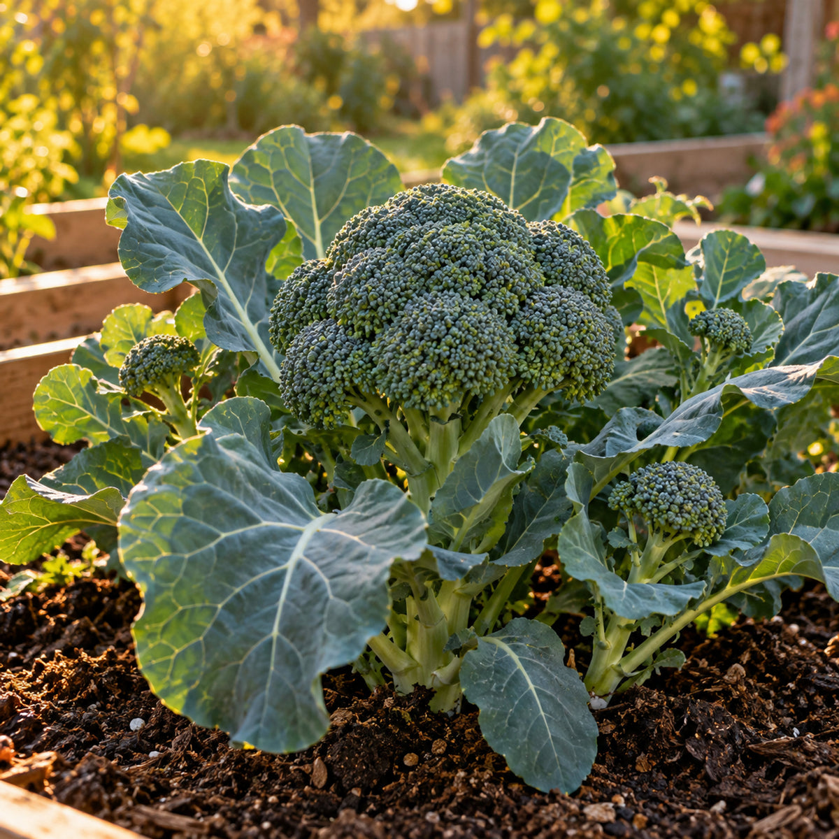 Waltham 29 Cold Hardy Broccoli Seeds growing in a home garden
