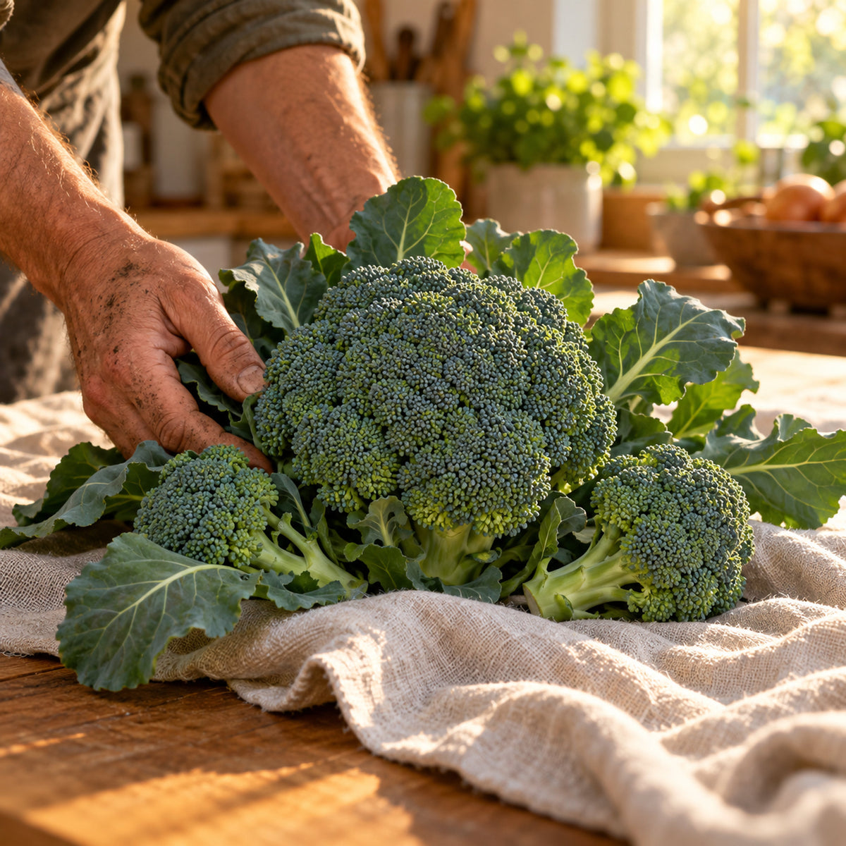 Waltham 29 Cold Hardy Broccoli Seeds harvest up close