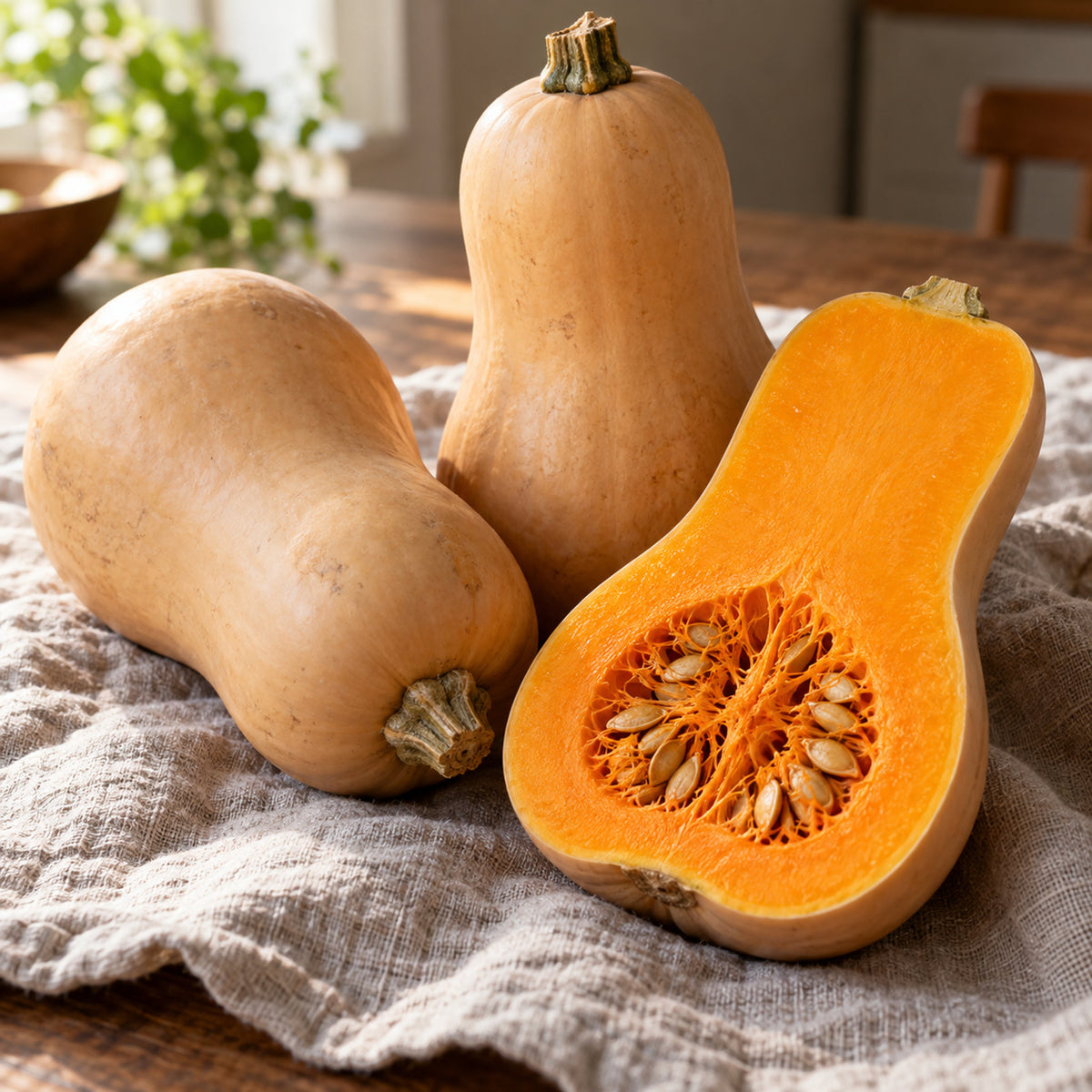 Waltham Butternut Squash Seeds harvest up close