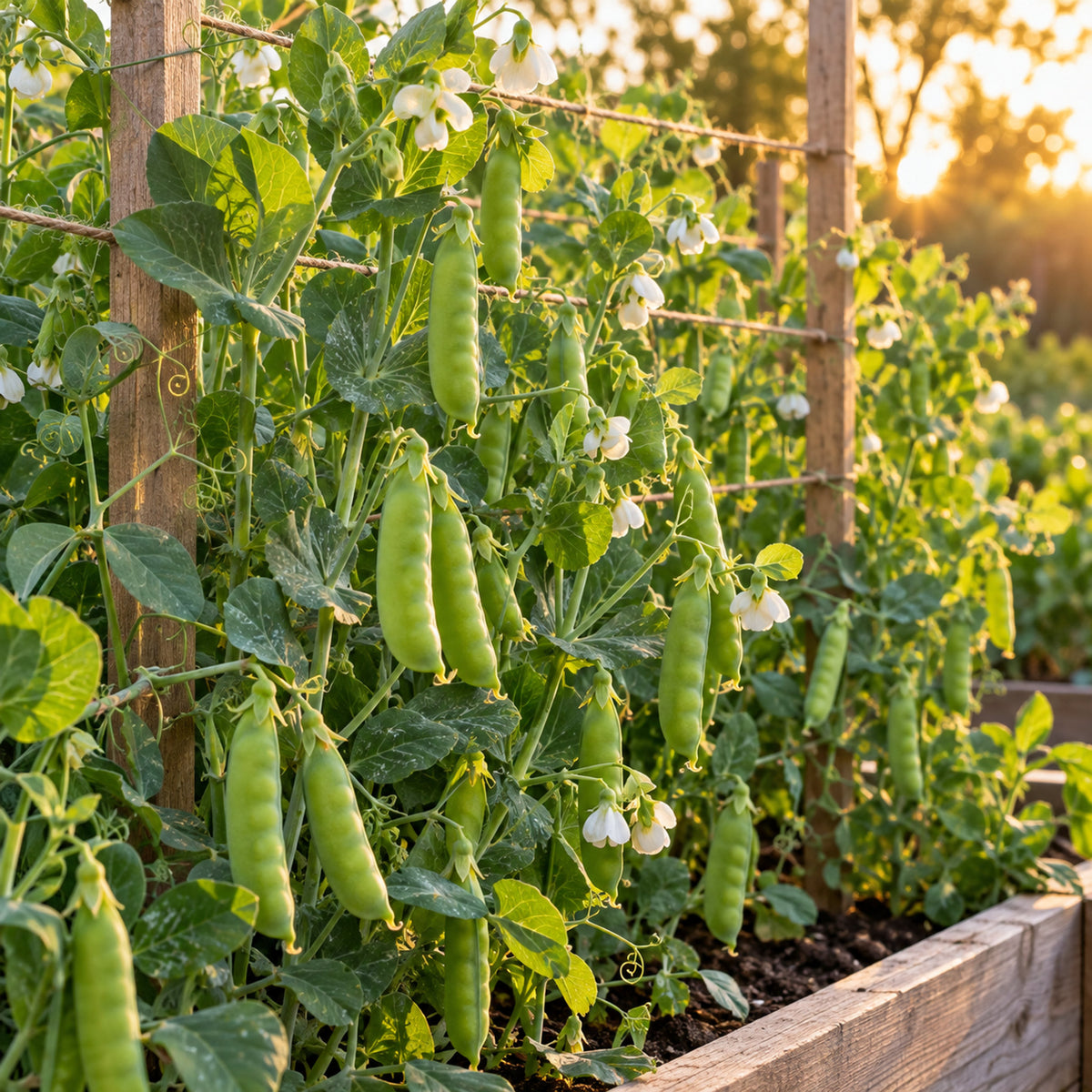 Wando Garden Shelling Pea Seeds growing in a home garden