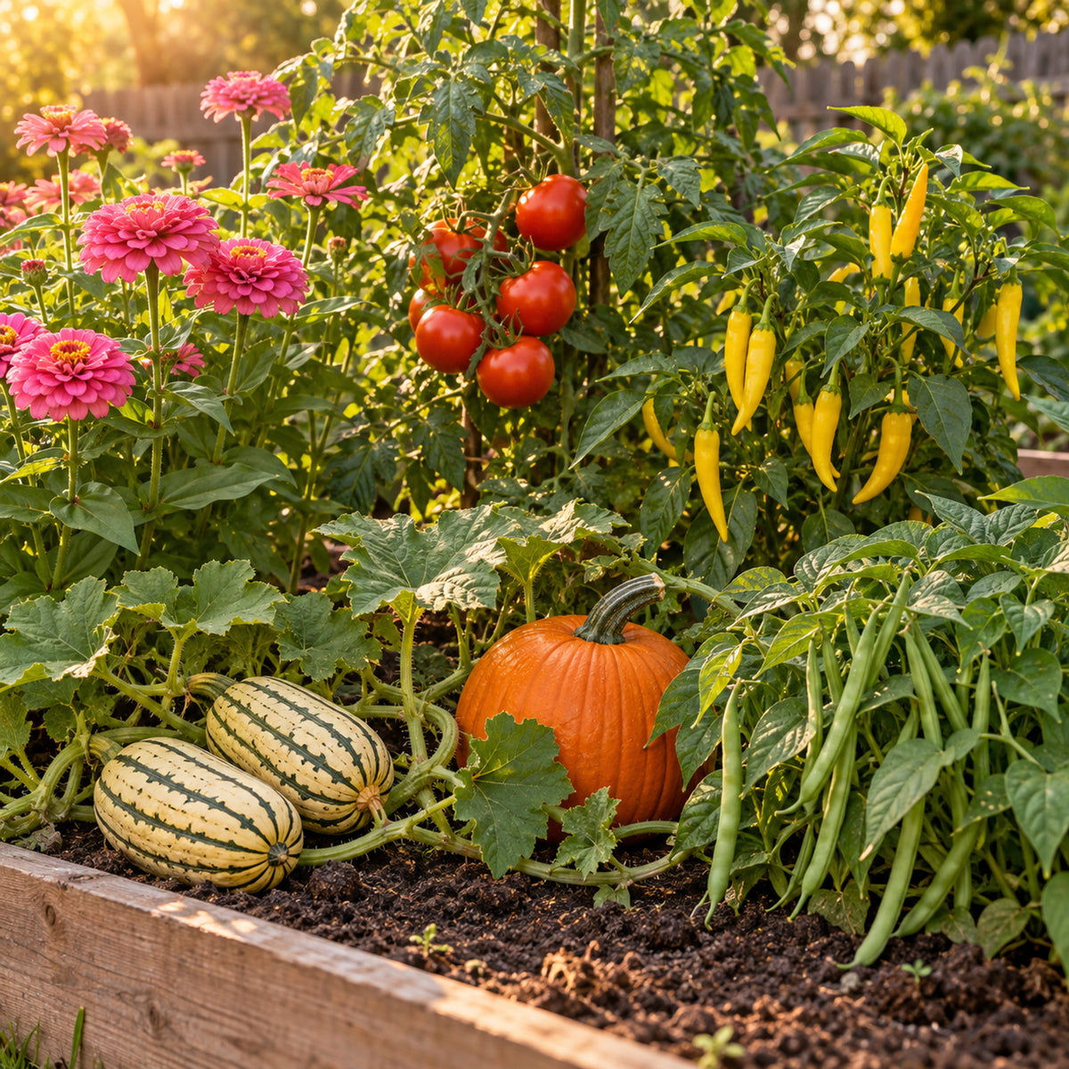 Warm Season Garden Seed Bundle growing in a home garden