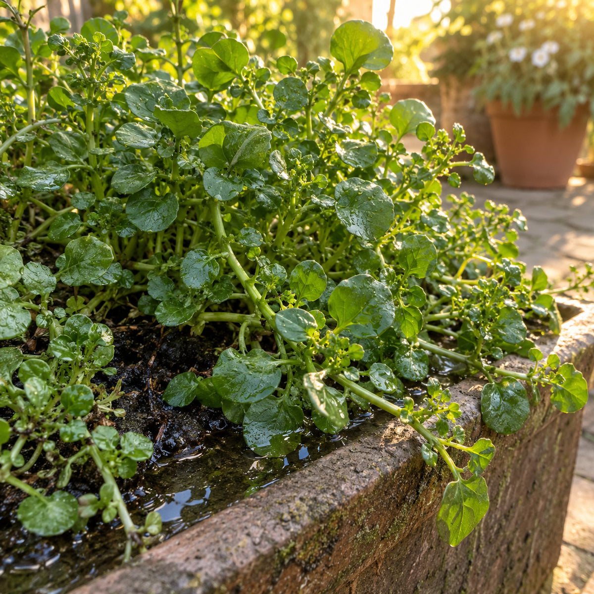 Watercress Greens Seeds growing in a home garden