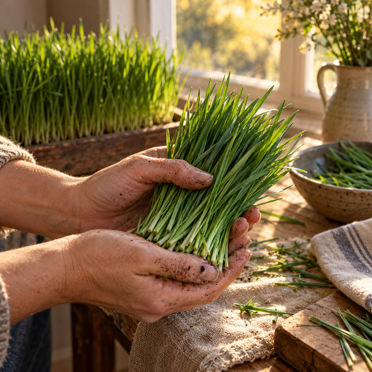 Wheatgrass Seeds harvest up close