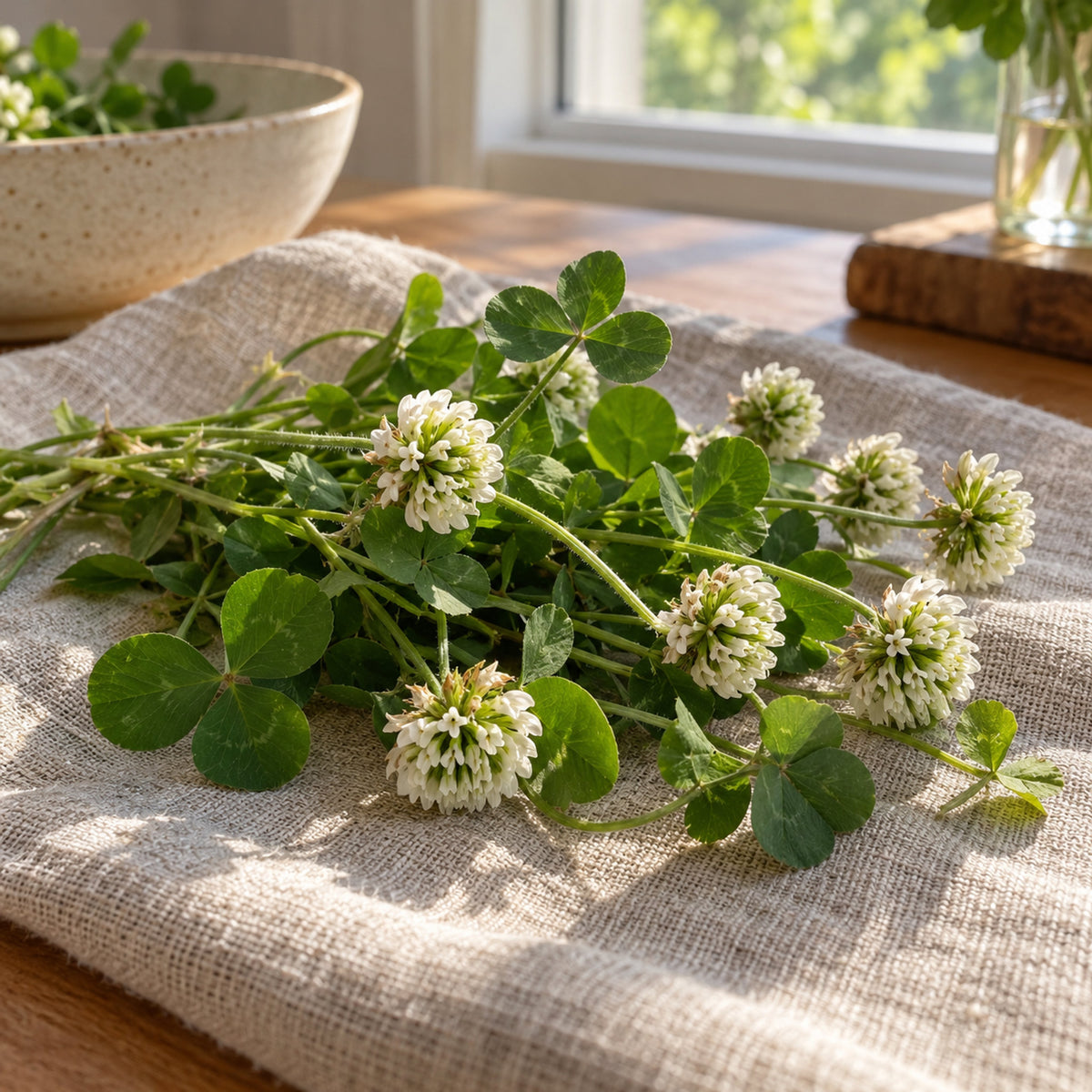 White Clover Lawn Seed Shaker harvest up close
