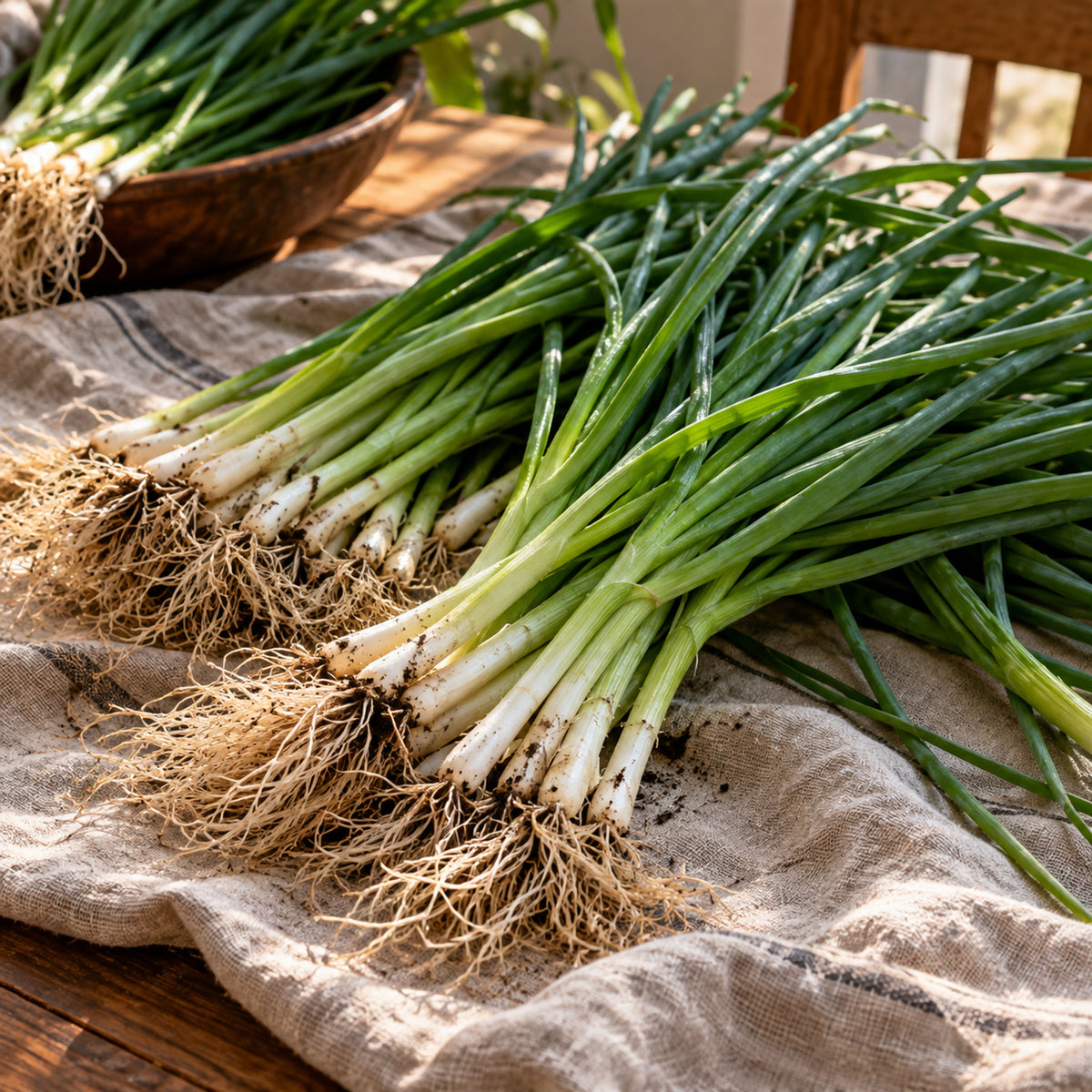 White Lisbon Bunching Onion Seeds harvest up close