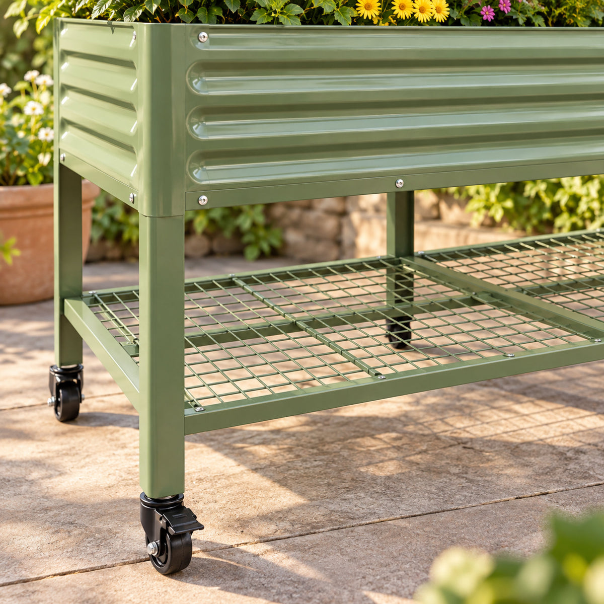 Wide Rolling Elevated Bed, 36 x 96 Inches detail