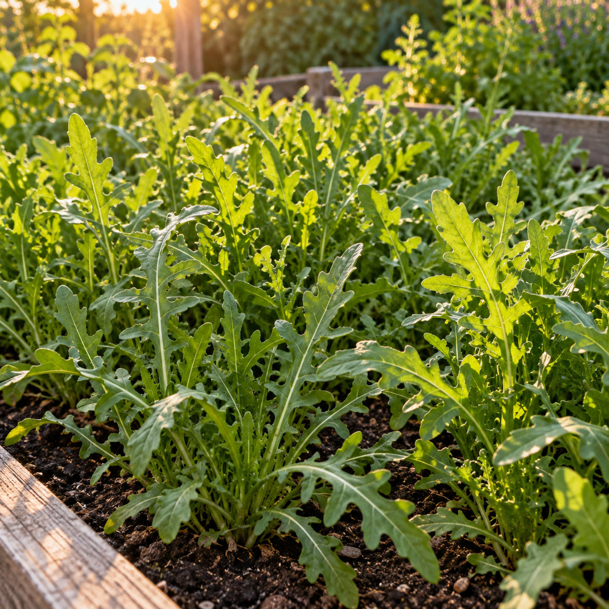 Wild Rocket Arugula Seeds growing in a home garden
