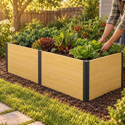 Woodgrain Raised Bed, 48 x 96 x 26 Inches in use in a home garden