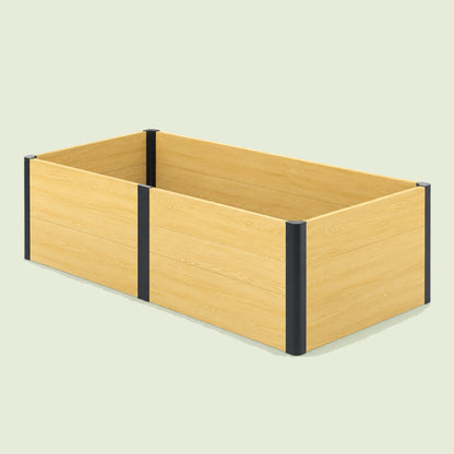 Woodgrain Raised Bed, 48 x 96 x 26 Inches on a soft green background