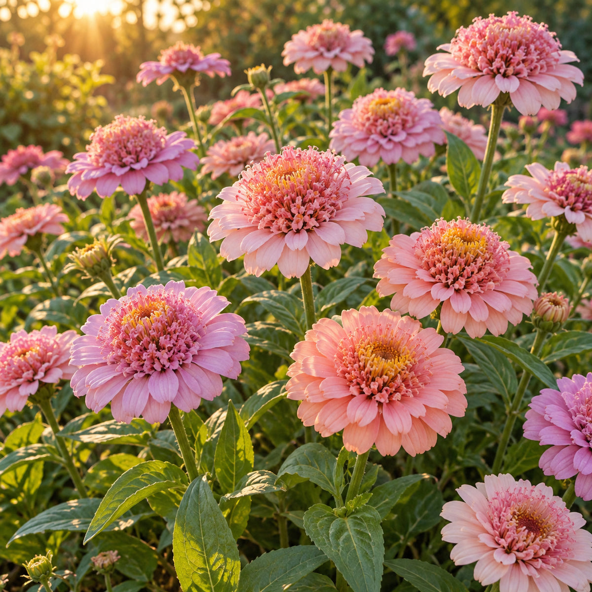 Zinderella Pastels Zinnia Seeds growing in a home garden
