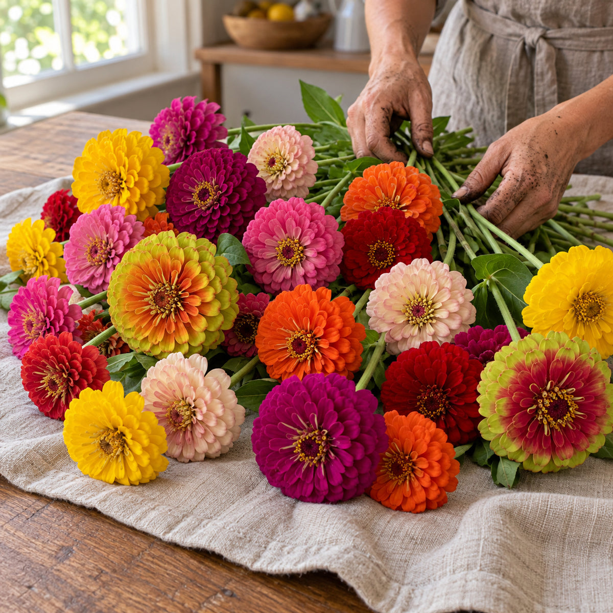 Zinnia Cutting Garden Seed Bundle harvest up close