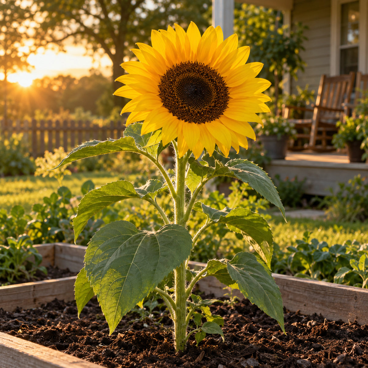 Zohar Golden Sunflower Seeds growing in a home garden